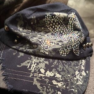 David and Young  Royal Blue Hat with Fleur des lis